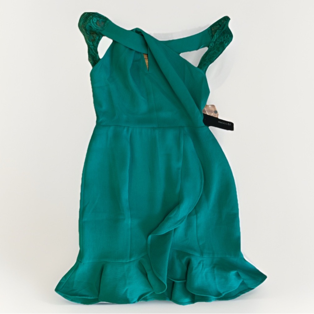 19Cooper NWT Royal Emerald Green Lace‎ Back Cocktail Dress Holiday Party M